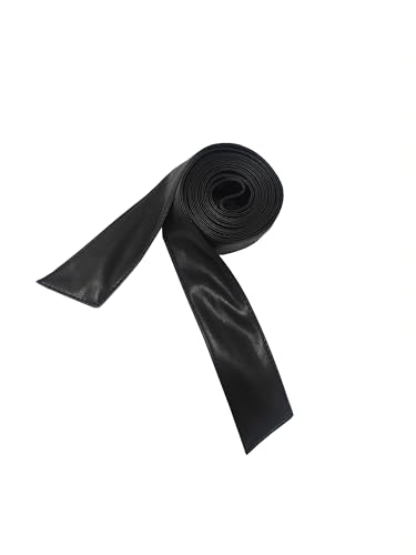 Changkie Women Soft Leather Sash Belt Obi Waist Fashion Tie Belt PU Sash for Dress Coat (Black)