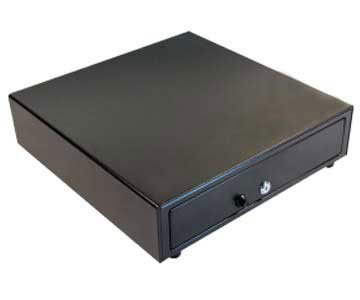 Gaveta manual de dinheiro APG VASARIO preta sem compartimentos de mídia.