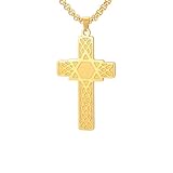 SDFXCDR Collar para hombre, collar con colgante de cruz cristiana, gargantilla judía de estrella de David, amuleto de protección de oración, regalo de joyería