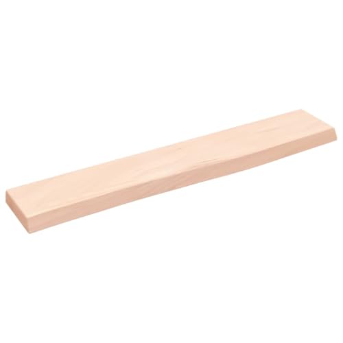HETFTJN Étagère Murale 60x10x2 cm en Bois de Chêne Massif, Tablette Murale avec Bord Vif Style Rustique pour Salle de Bain et Bureau, Support de Rangement Durable et Naturel Non Traité