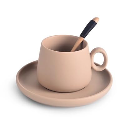 Duże ceramiczne kubki do kawy, Zestaw ceramicznych kubków do kawy i herbaty wielokolorowy 270 ml(Khaki)