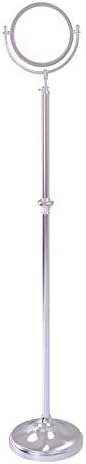 Allied Brass DMF-2/2X Adjustable Height Floor Standing 8 Inch Diameter with 2X Magnification Make-Up Mirror, Satin Chrome