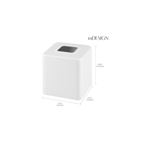mDesign Steel Square Tissue Box Cover, Modern Facial Paper Holder for Bathroom Vanity Countertop, Bedroom Dresser, Night Stand, Desk, Office and End Table - Unity Collection - White by mDesign - Image 4