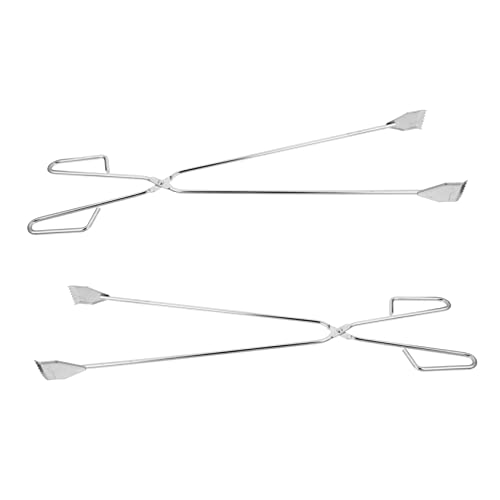 IMIKEYA 2 Pièces pince à charbon ustensile de cuisine pinces cuisine bbq accessoires poêle pincettes professionnelles pinces en acier pinces longues Tête plate pince à épiler Gril barbecue
