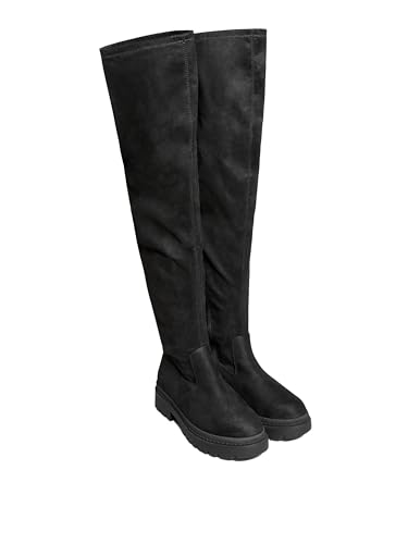 Yours Suede Over The Knee Chunky Boots In Wide E Fit & Extra Wide Eee Fit - Women's