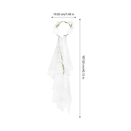 Lurrose - Fascia per capelli con velo floreale