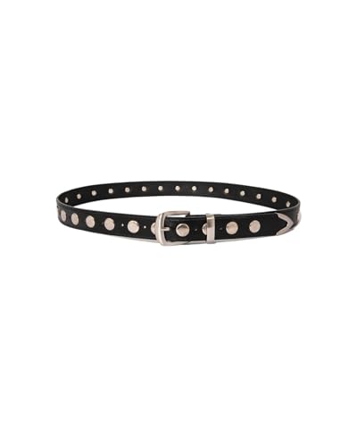 Ceinture rétro à rivets noirs style punk : la touche cloutée tendance pour vos jeans