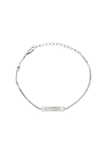 Breil, Collezione Urbancore, Bracciale Uomo in Acciaio con Pendente Rettangolare in Acciaio Lucido e Intaglio Esagonale, Chiusura a...
