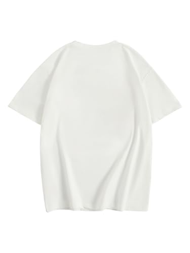 Image of RoseSeek Girl's Graphic Drop Shoulder Star Print Tee Tops Short Sleeve Crew Neck Summer Shirts