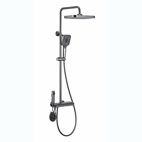 Système de douche thermostatique mural combiné avec robinet baignoire et kit douche pluie 10"
