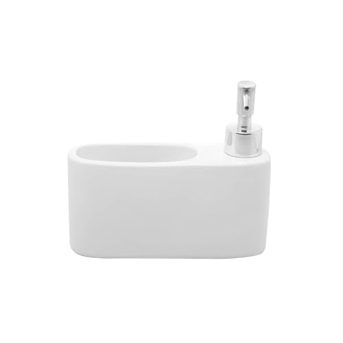LYOR Porta Detergente Líquido de Cerâmica com Suporte para Esponja Branco