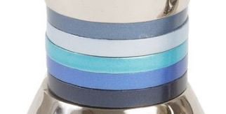 Yair Emanuel Pair Of Shabbat Candlesticks | Hammered Metal Designed With Shades Of Blue Rings | Ca-2 #TOP3