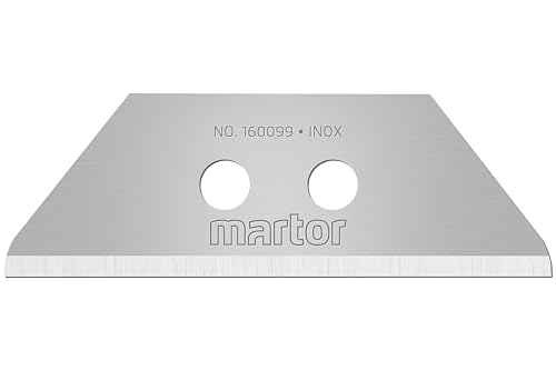 MARTOR 10 x Hoja trapezoidal, hoja de recambio Cúter, Cuchillo de seguridad, 19 mm, afilado, en dispensador, 2 veces utilizable, No. 160099