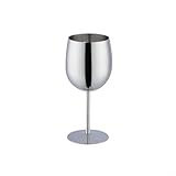 Copa de vino de acero inoxidable de 350 ml con base plana y tallo largo, diseñada para una mayor estabilidad y aireación, perfecta para uso en interiores y exteriores (plata)