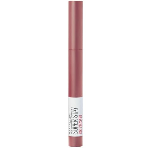 MAYBELLINE New York - SuperStay Ink Crayon, Pintalabios Mate de Larga Duración, Tono 15 Lead the Way Marrón
