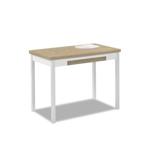 ASTIMESA Alas Laminado Mesa de Cocina, Metal, Roble Raw, 100x60cm