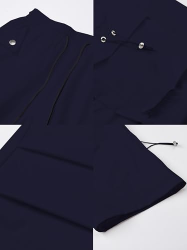 SANGTREE Women's Parachute Pants Drawstring Baggy Cargo Pants Y2K Hip Hop Streetwear Rave Pants4