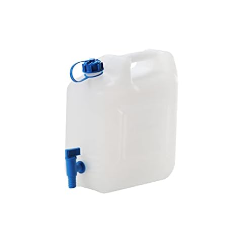 hünersdorff 817500 Wasserkanister ECO mit festmontiertem Ablasshahn / Wasserauslauf, 12 L (mit Hahn), Weiß Cover