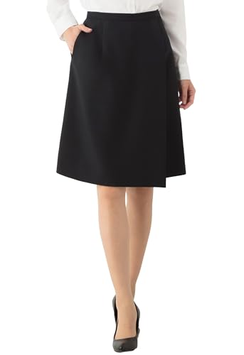 [ELENA] エレナ レディース 事務服 スカート 単品 キュロット 選べる 丈 滑り止め 洗える 消臭 オフィス ビジネス 通勤 OL 大きいサイズ 小さいサイズ (310004) 17号 ABR ブラック：56丈の商品画像（Amazon）