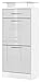 Vladon Zapatero Loret V2, Armario para Zapatos para 8 Pares de Zapatos con 2 Puertas abatibles, 1 Cajón y Estante de Cristal, Blanco Mate/Blanco de Alto Brillo (46 x 104 x 23 cm)