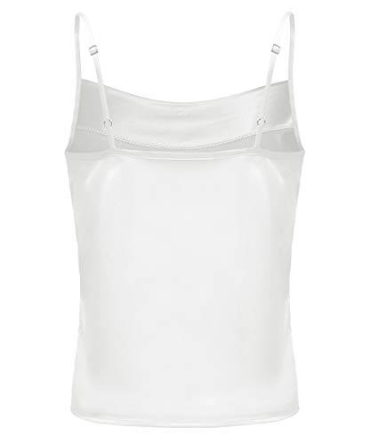 Women's Silk Satin Camisole Cowl Neck Tank Top Cami Silky Basic Tank Shirt Blouses