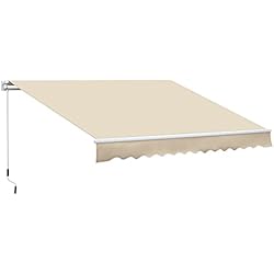 Toldo Enrollable Exterior Outsunny Toldo Manual Plegable de Aluminio Toldo Balcón Patio Terraza con Manivela Impermeable Protección Solar UV para Jardín Exterior 3.5x2.5m Aluminio Acero Tela de Poliéster