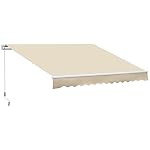 Outsunny 12' x 8' Retractable Awning Patio Awnings Sun Shade Shelter with Manual Crank Handle, 280g/m² UV & Water-Resistant Fabric and Aluminum Frame for Deck, Balcony, Yard, Cream White Outsunny 12 x 8 Retractable Awning Patio Awnings Sun Shade Shelter with Manual Crank Handle 280gm UV Water Resistant Fabric and Aluminum Frame for Deck Balcony Yard Cream White