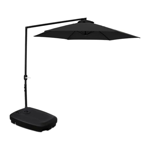 Kit Ombrelone Suspenso 3 Metros Aço Veneza Com Base Plástica 55L - Belfix - Preto