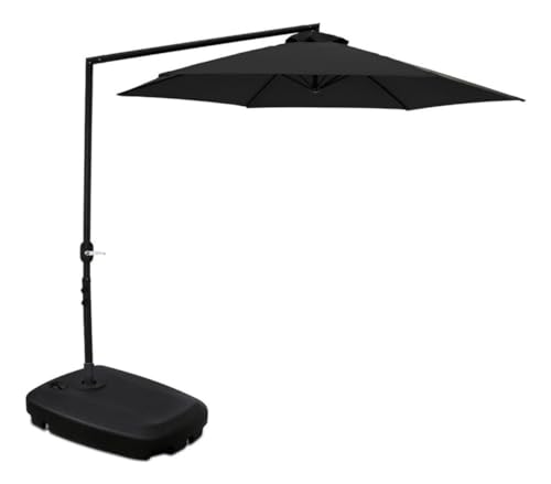 Kit Ombrelone Suspenso 3 Metros Aço Veneza Com Base Plástica 55L - Belfix - Preto