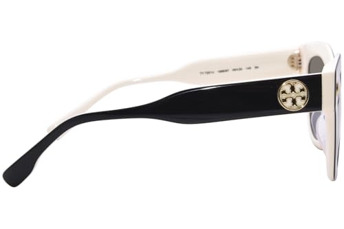 Tory Burch TY 7201U 198887 Black/Ivory Plastic Irregular Sunglasses Grey Lens3
