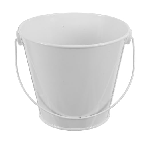 Parliky Secchio per Grasso con Manico in Metallo Bianco 8x10,5x12 Cm – Contenitore per Smaltimento Olio da Cucina e Barbecue – Raccoglitore Stabile per Grigliate, Campeggio e Uso Domestico