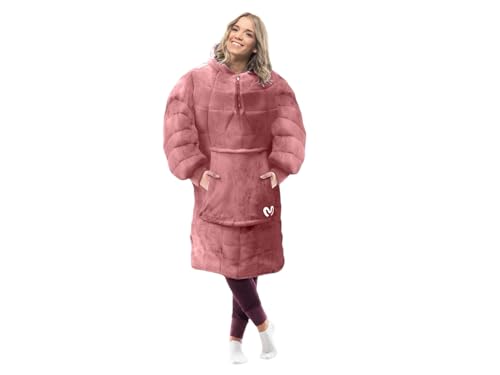 Calmier Wearable Weighted Blanket Hoodie 10Lb â€“ Sensory Clothing â€“ One-Size Glass Bead Wearable Weighted Blankets for Adults, Pink, Adjustable
