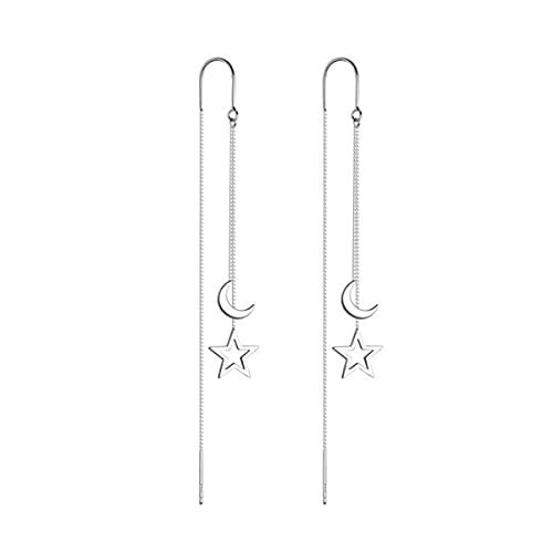 Pendientes largos para mujer, Pendientes de borla de plata de ley 925, regalo para madre mujer niña (silber-2)