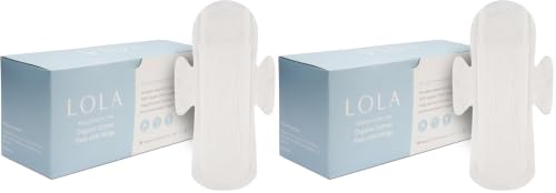 Image of LOLA Cotton Pads - Ultra Thin Pads with Wings - Organic Cotton Hypoallergenic Material - Organic Panty Liners - 36 Count, Regular (Pack of 2)