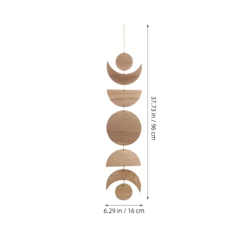 Besportble HäNgende Wanddekoration Aus Holz Mit Sonne Und Mond Motiv Rustikale Boho Wanddeko FüR Wohnzimmer Und Balkon 37.80X6.30X0.08 Zoll Kreativer Holzschmuck Zum AufhäNgen