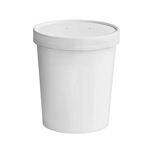 25-Pack of 32oz Eco Friendly White Soup Bowls, White Disposable Food Cups with Lids, White Container - Soup Cups Great for Restaurants, Take-Outs, Or Disposable Soup Bowls To Go Lunch