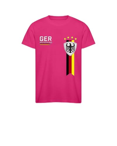 GER Deutschland Fußball Fan Design mit Adler Wappen 4 Sternen und Deutschlandflagge Shirt Kinder T-Shirt Rosa 128