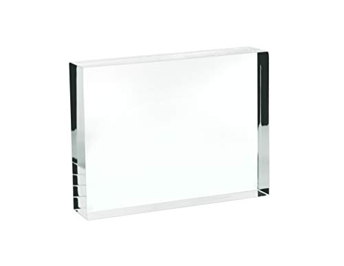 Image of EISCO Rectangular Refraction Block, 3 inch (75mm) x 2 inch (50mm) x 0.7 inch (18mm) - Acrylic - Slightly Beveled Edges - Excellent for Physics Experiments & Photography