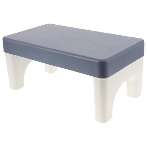 Totority Toiletten Tritthocker für Erwachsene und rutschfest Stabiler Kunststoff Rechteckig Blau Weiß Vielseitiger Badezimmerhocker für Töpfchentraining und Fußstütze