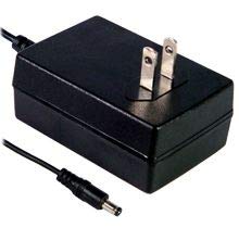 Mean Well GST36U05-P1J Wall Mount AC Adapter, 21.5W 5V 4.3A, DC P1J Barrel Plug, 2.1mm I.D. x 5.5mm O.D. x 11mm Center Positive Female, 2 Pole USA AC Plug, Input: 85~264VAC, Level VI
