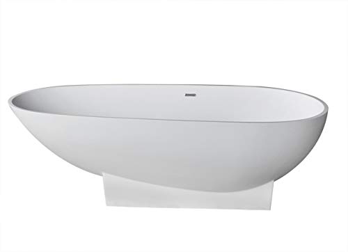 Spa World Venzi Vz7136Gnsxlwxx Pietrastone Oval Soaking Bathtub, 37X72, Center Drain, White #TOP8