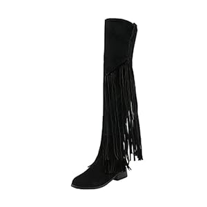 Tkukkwr Schoenen Cowboy Laarzen Herfst En Winter Nieuwe Lange Laarzen Vrouwen Britse Retro Knie Laarzen Platte Casual Nationale Stijl Warm Houden Kwastje Laarzen Modisch Cowboy Laarzen