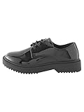 NEXT Mädchen Schmale Passform (E) Schul-Schnürschuhe mit Dicker Sohle, schmale Passform Black Patent 35
