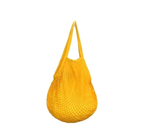 Bolsa de Praia Saco Macramê Colorida Feminina Verão Sacola de Crochê Moda Praia Sacola de Redinha (Amarela)