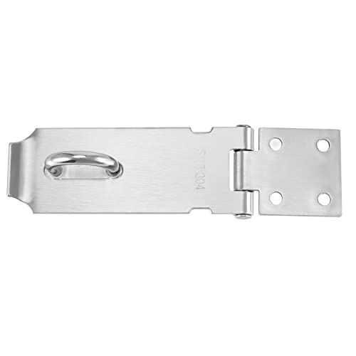 Image of SINJEUN 6 Pack 4 Inch Door Hasp Latch Lock, 2mm Thick 201 Stainless Steel Door Locks Hasp Latch Safety Packlock Clasp with 48 Mounting Screws for Door Window Cabinet Shed Cage, Silver