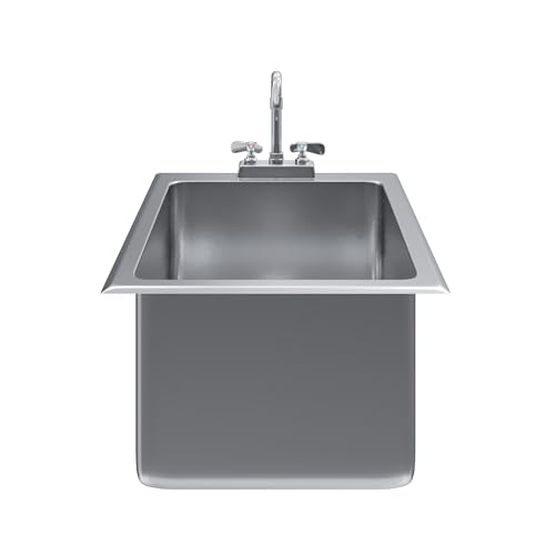 Image of Stainless Steel 1 Compartment Drop-In Sink. Bowl 16 in. x 20 in. x 10 in. With Faucet