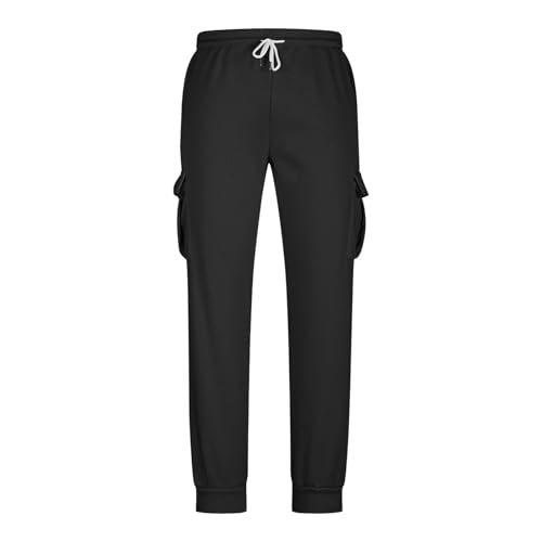 Cambkatl Men's Baggy Joggers Solid Color Casual Cargo Sweatpants Loose Elastic Waist Workout Lounge Pants with Pockets4