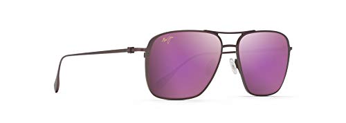 Maui Jim Men's and Women's Beaches Polarized Aviator Sunglasses, Brushed Burgundy Matte/MAUI Sunrise, Medium - Image 2