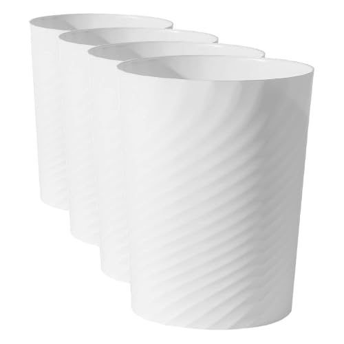 Image of UUJOLY Plastic Small Trash Can Wastebasket, Garbage Container Basket for Bathrooms, Laundry Room, Kitchens, Offices, Kids Rooms, Dorms, (White, 1.8 Gallon) (Pack of 4)