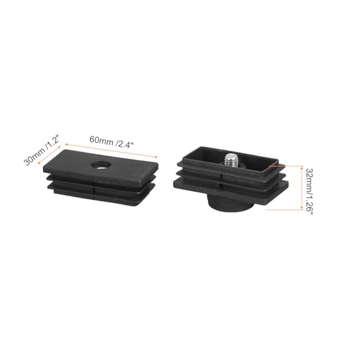 Image of uxcell 4 Set Leveling Feet, 30x60mm Plastic Adjustable Furniture Leg Leveling Rectangle Tube Insert Screw-in Glide Levelers Fit Hole 30mm for Table Chair Furniture, Black